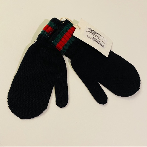 AUTHENTIC Gucci Kids Black Toddler Mittens Size S - Picture 9 of 10